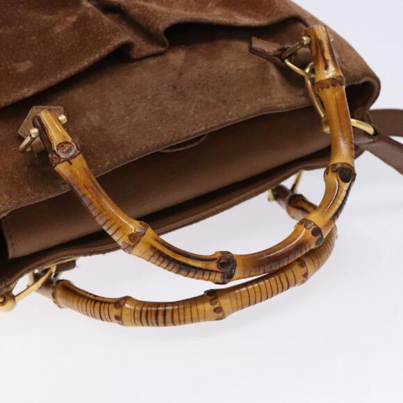GUCCI Bamboo Hand Bag Suede Brown Gold 000 123 000 123 - Picture 7 of 13